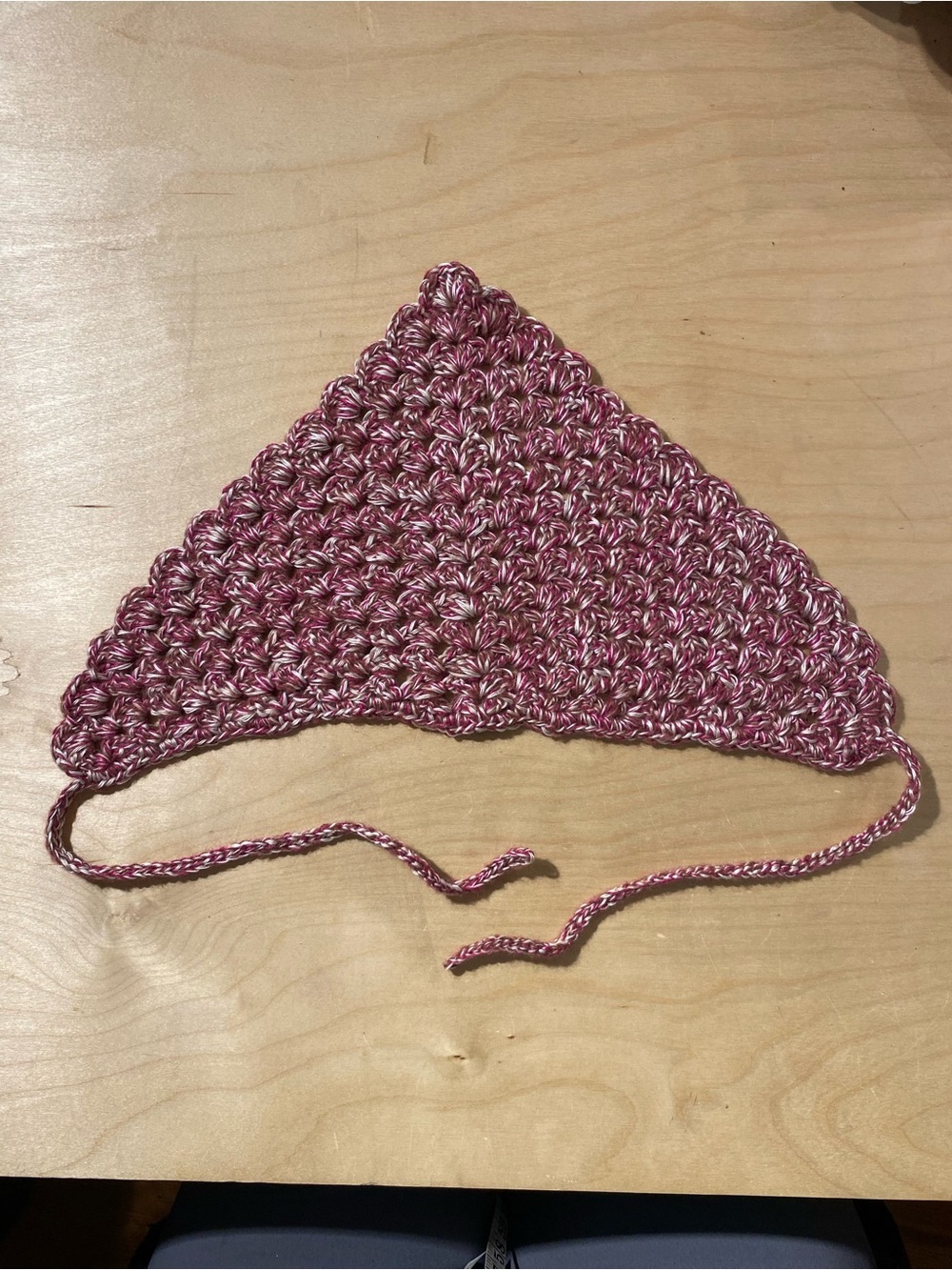 Handmade Pink Crochet Triangle Headscarf Bandanna (RZ)